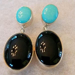 Turquoise/ Black Onyx Stud Earrings